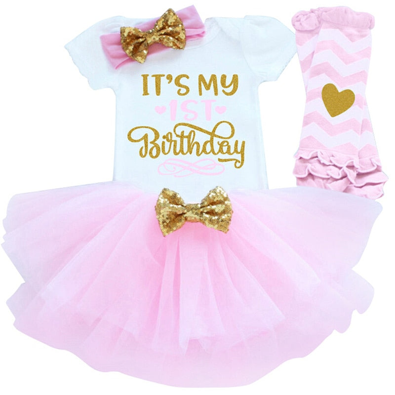 1 Year Girl Baby Birthday Dress Summer Cotton