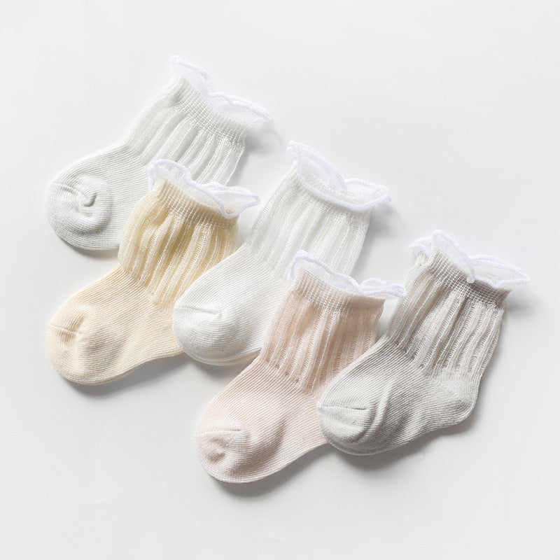 5Pairs/Pack Baby Socks New born Summer Mesh Thin Baby Socks for Girls