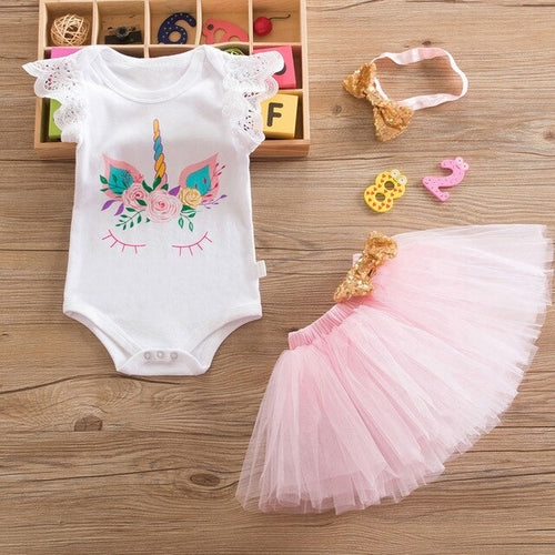 First Year Baby Girl Unicorn Outfit Birthday Dress