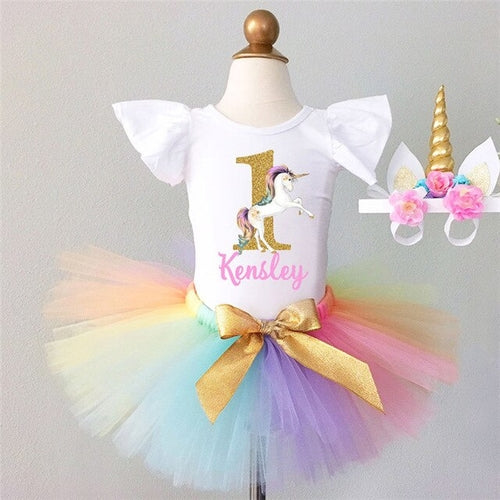 First Year Baby Girl Unicorn Outfit Birthday Dress