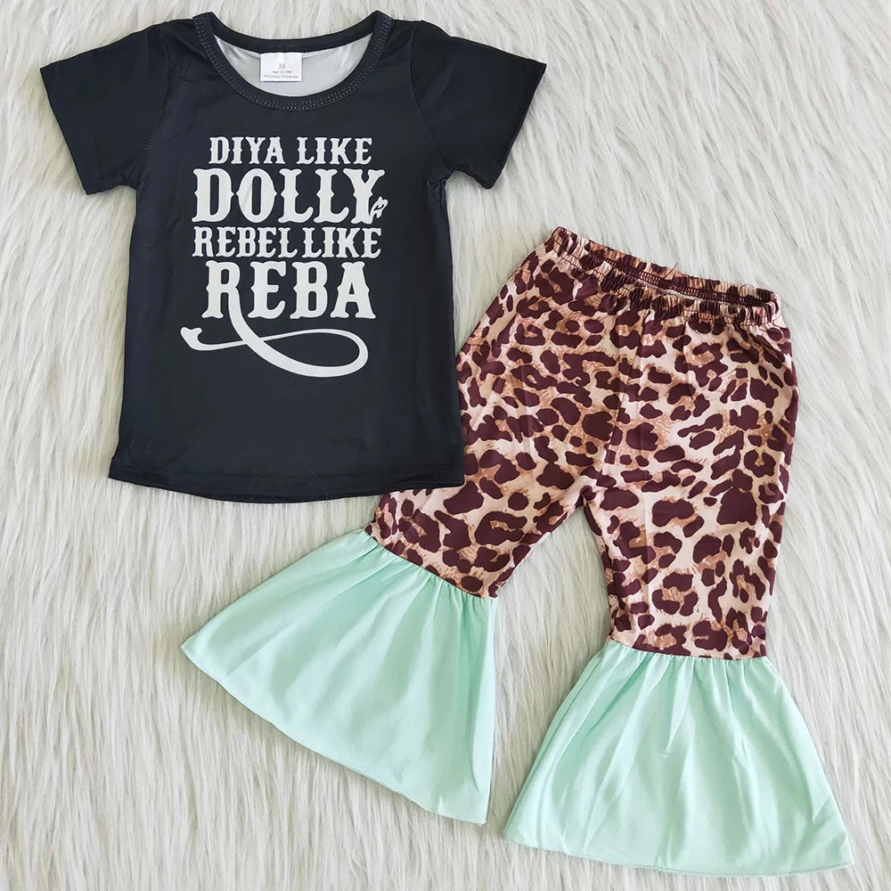 New Fashion Kids Designer Clothes Girls Bell Botton Outfits Dolly Baby