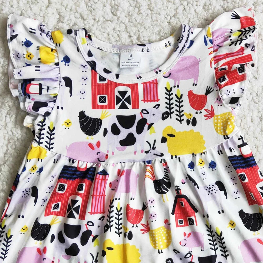 Boutique Kids Clothing Sets Farm Print Cute Baby Girls Clothes Toddler
