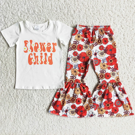 Fashion Baby Girls Clothes Flower Child Kids Boutique Clothes Spring