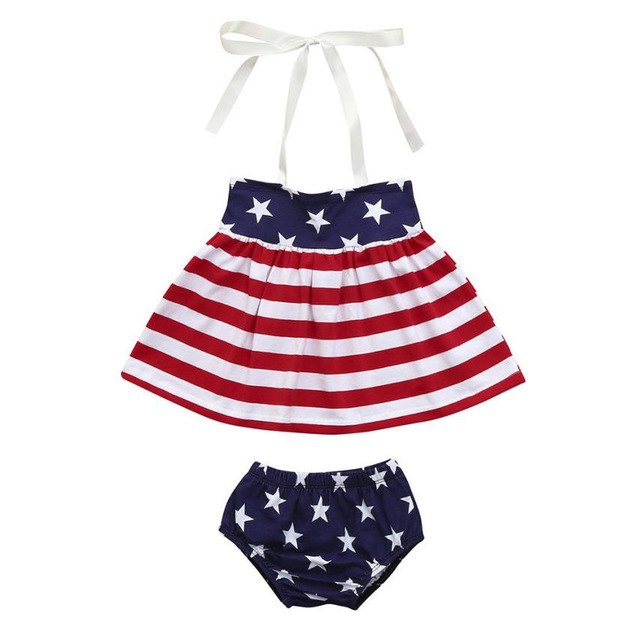 Hot sale 2Pcs Infant Baby Girls 4th Of July