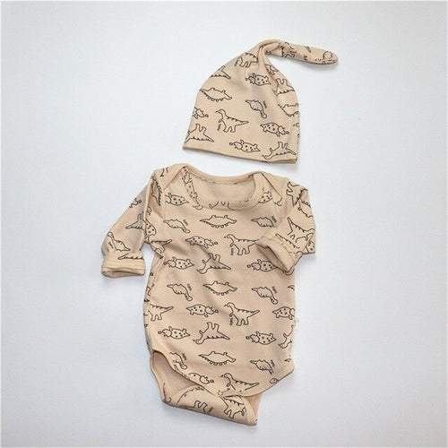 Newborn Baby Girl Clothes Set Cartoon Dinosaur Long Sleeve T shirt+