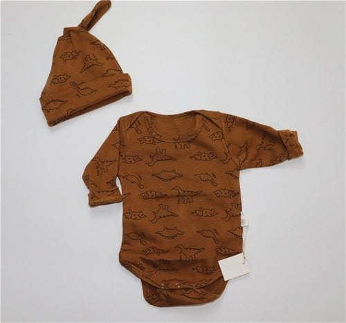 Newborn Baby Girl Clothes Set Cartoon Dinosaur Long Sleeve T shirt+