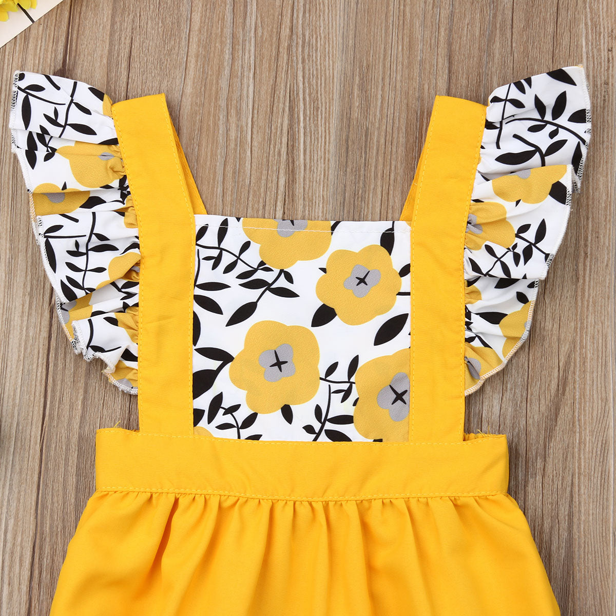 Pudcoco Summer Newborn Baby Girl Clothes Fly Sleeve Sunflower Print