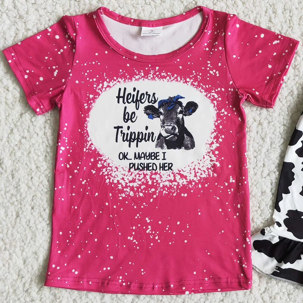 Hot Sale Baby Girls Summer Clothes Cow Heifer Fashion Toddler Girl