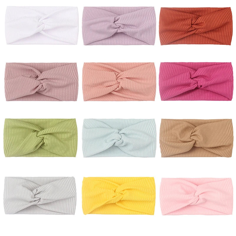1 PC Spring Summer Solid Color Baby Headband Girls Twisted Knotted