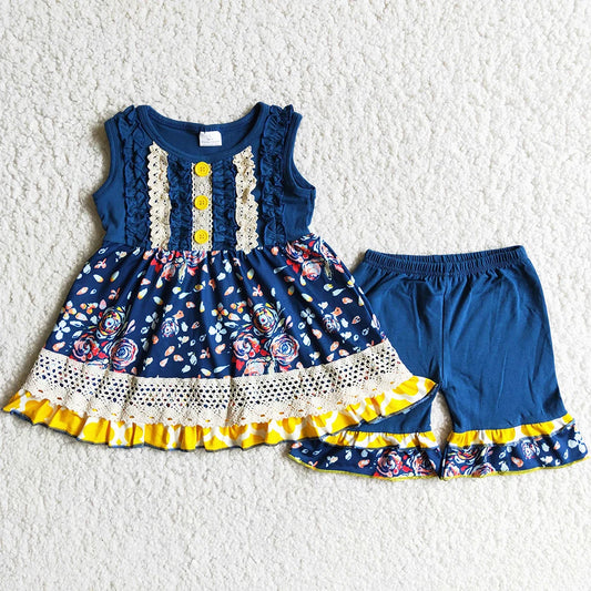 RTS Wholesale Baby Girl Summer Clothes Lace Boutique Kids Girl