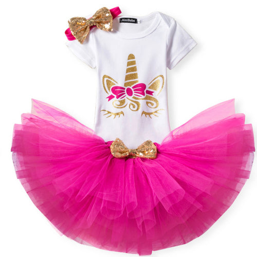 Summer One Year Baby Girl Dress Unicorn Party