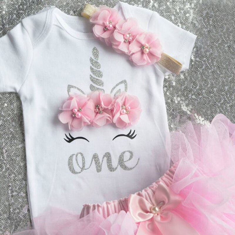 Summer One Year Baby Girl Dress Unicorn Party